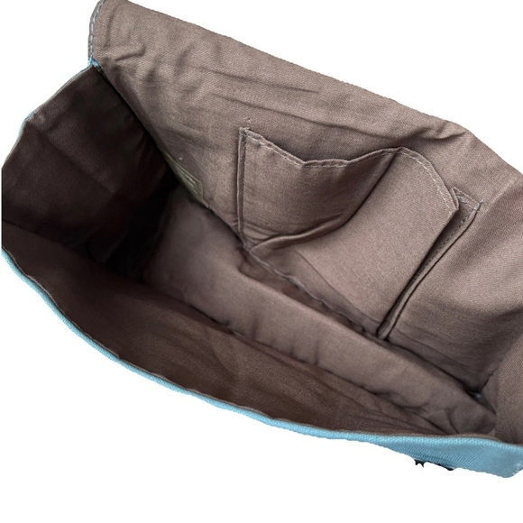 Gucci Beauty Blue Cosmetic Makeup Bag Travel Pouch Cotton Fold Over Button - Picture 4 of 8